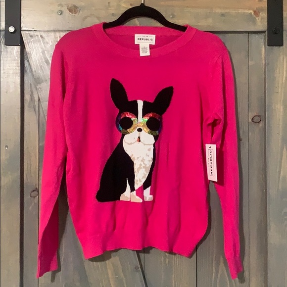 For The Republic Sweaters - Pink Sweater with French Bulldog